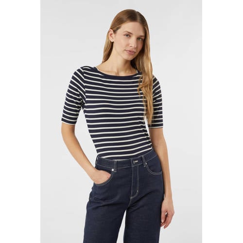 comma gestreepte top marineblauw afbeelding