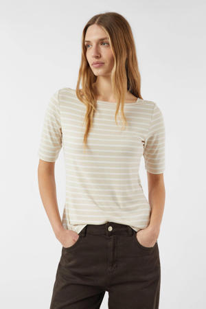 gestreepte top beige