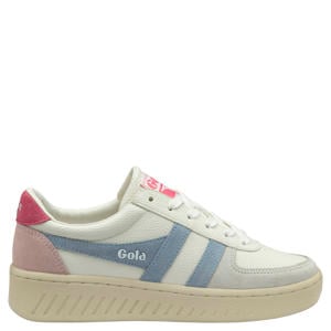 Grandslam Trident leren sneakers wit/lichtblauw