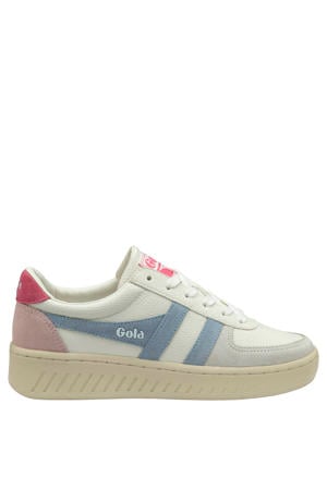 Grandslam Trident leren sneakers wit/lichtblauw