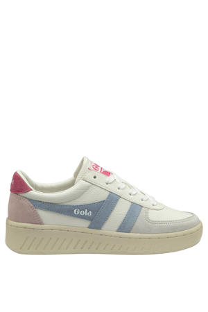 Grandslam Trident leren sneakers wit/lichtblauw