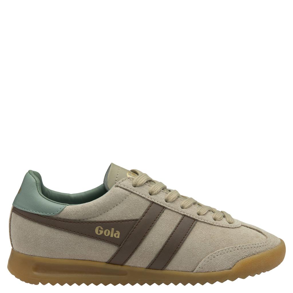 Beige en groene dames Gola Torpedo suède sneakers met veters