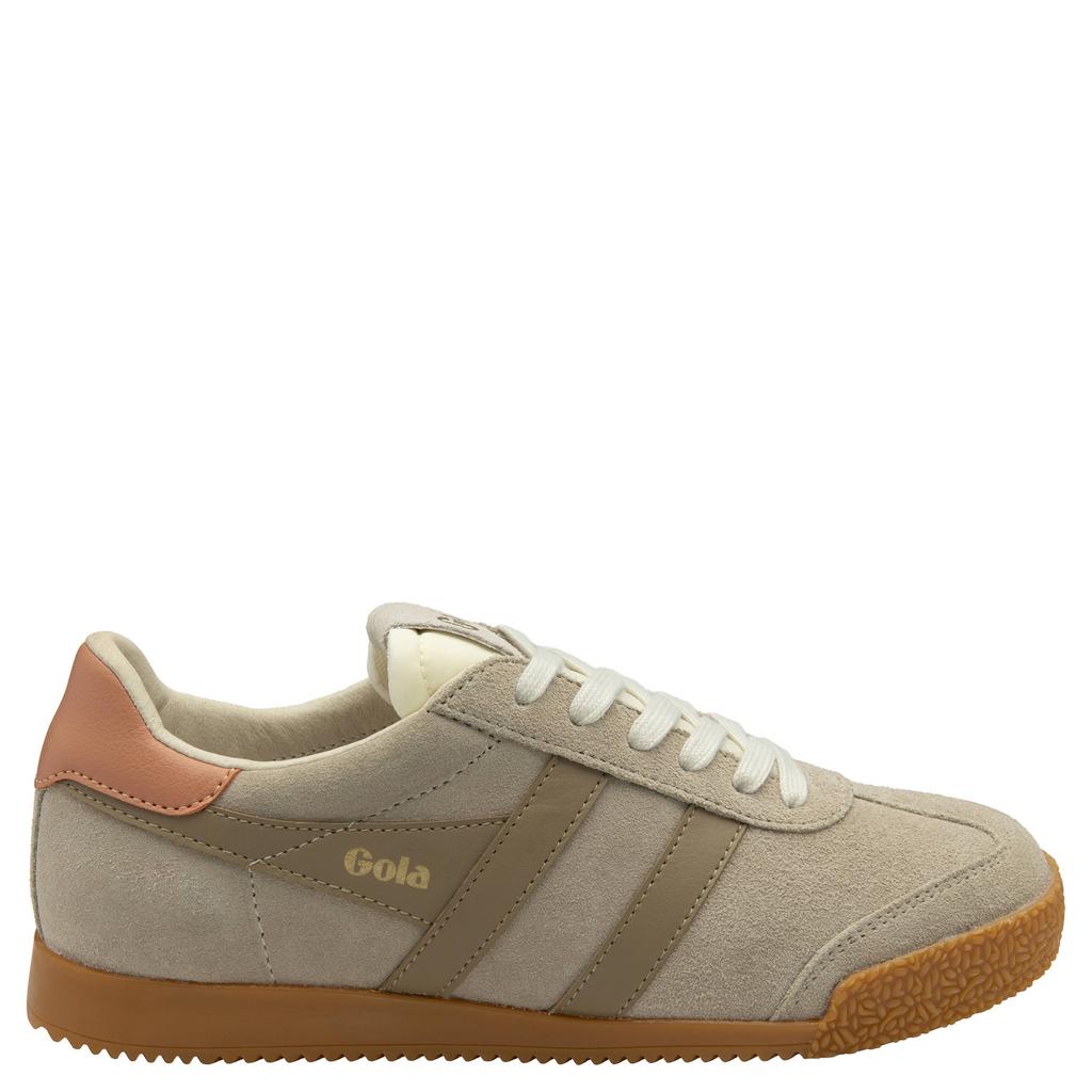 Beige en groene dames Gola Elan suède sneakers met veters