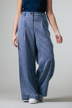 wide leg regular waist broek blauw