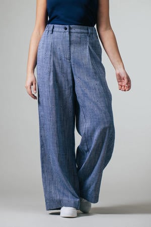 wide leg regular waist broek blauw