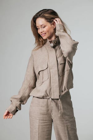 zomerjas met linnen taupe