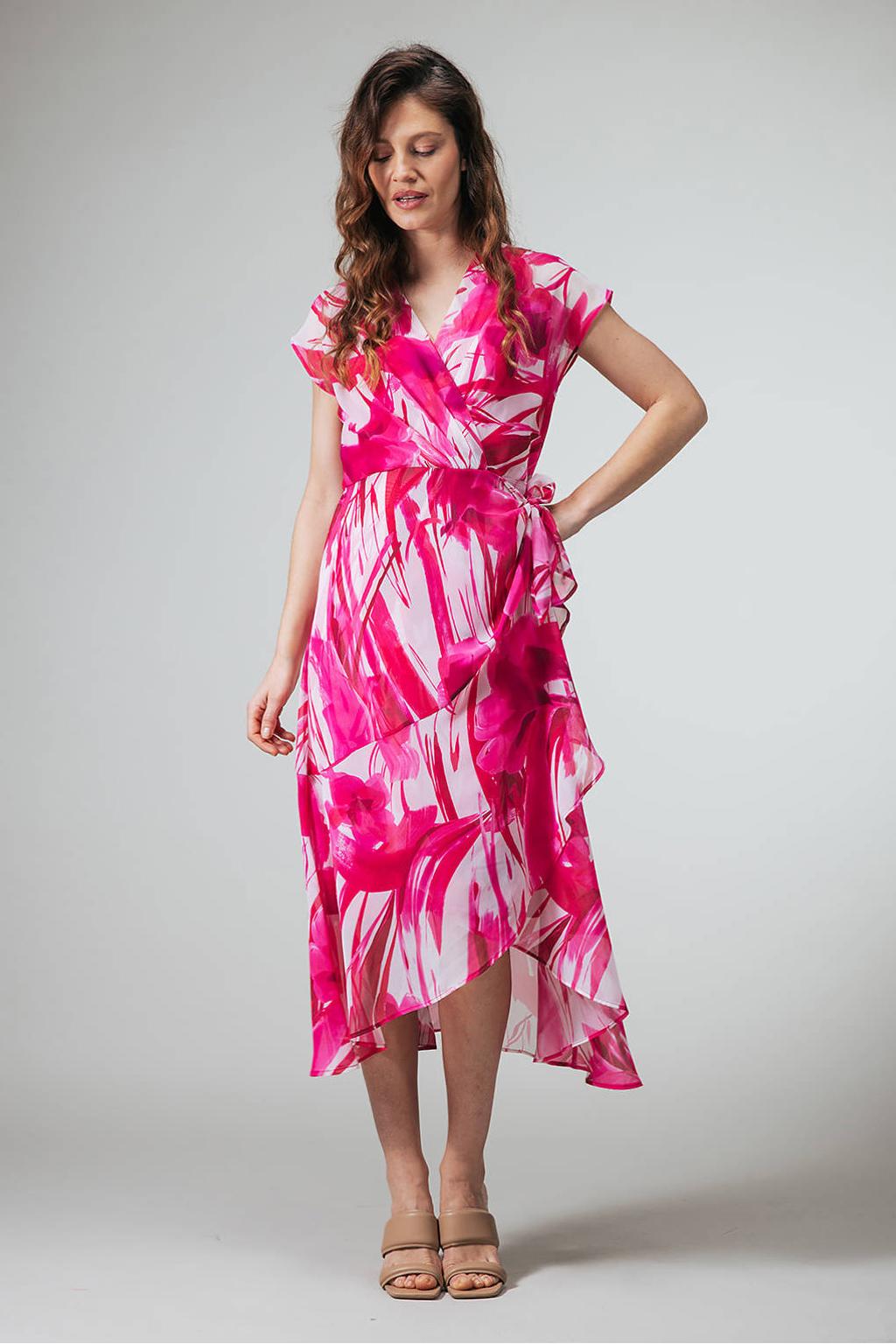 LabeL DOT wikkel-/overslagjurk roze
