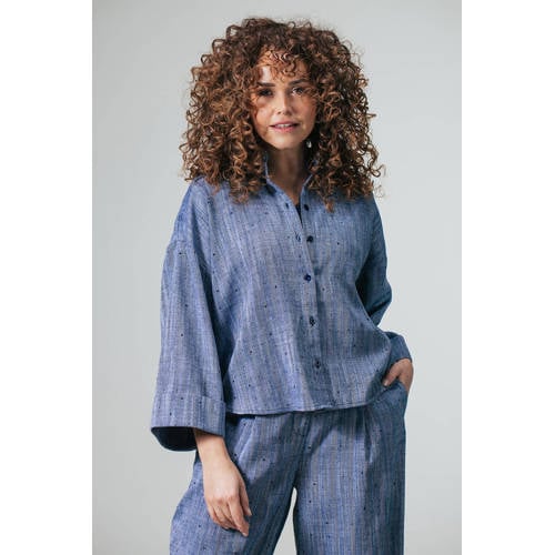 LabeL DOT blouse dark blue denim afbeelding