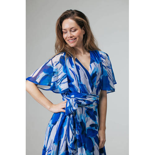 LabeL DOT gebloemde wikkel-/overslagjurk blauw afbeelding