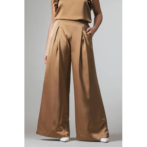 LabeL DOT wide leg high waist broek camel afbeelding