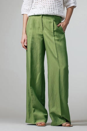 wide leg regular waist broek groen