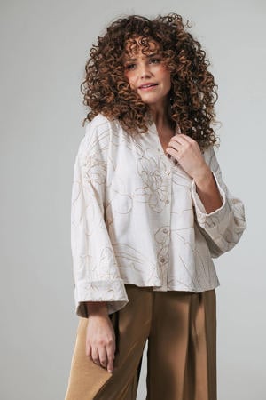 gebloemde blouse wit