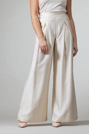 high waist palazzo broek ecru