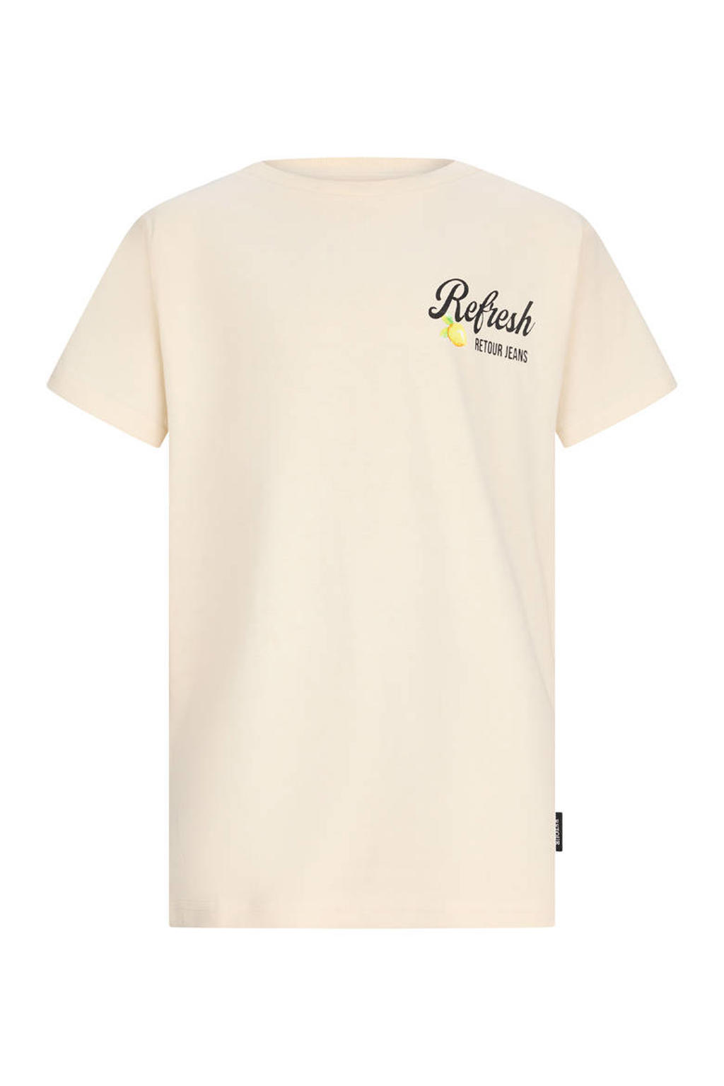 Ecru jongens Retour Jeans T-shirt van katoen met backprint, korte mouwen en ronde hals