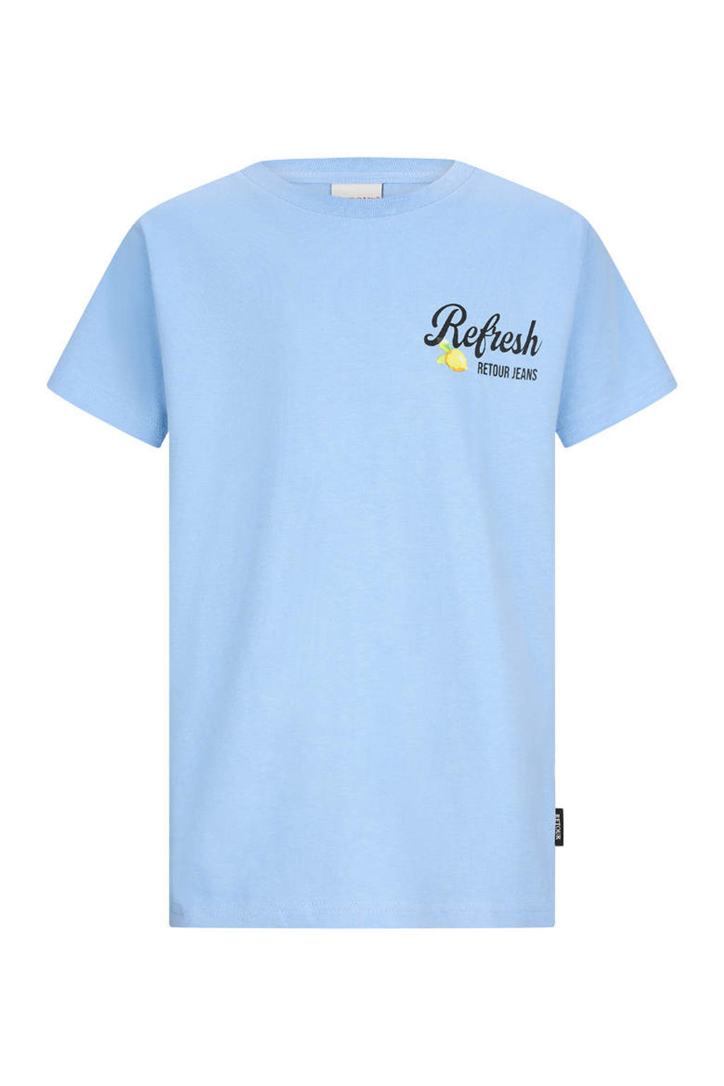 Lichtblauwe jongens Retour Jeans T-shirt van katoen met backprint, korte mouwen en ronde hals