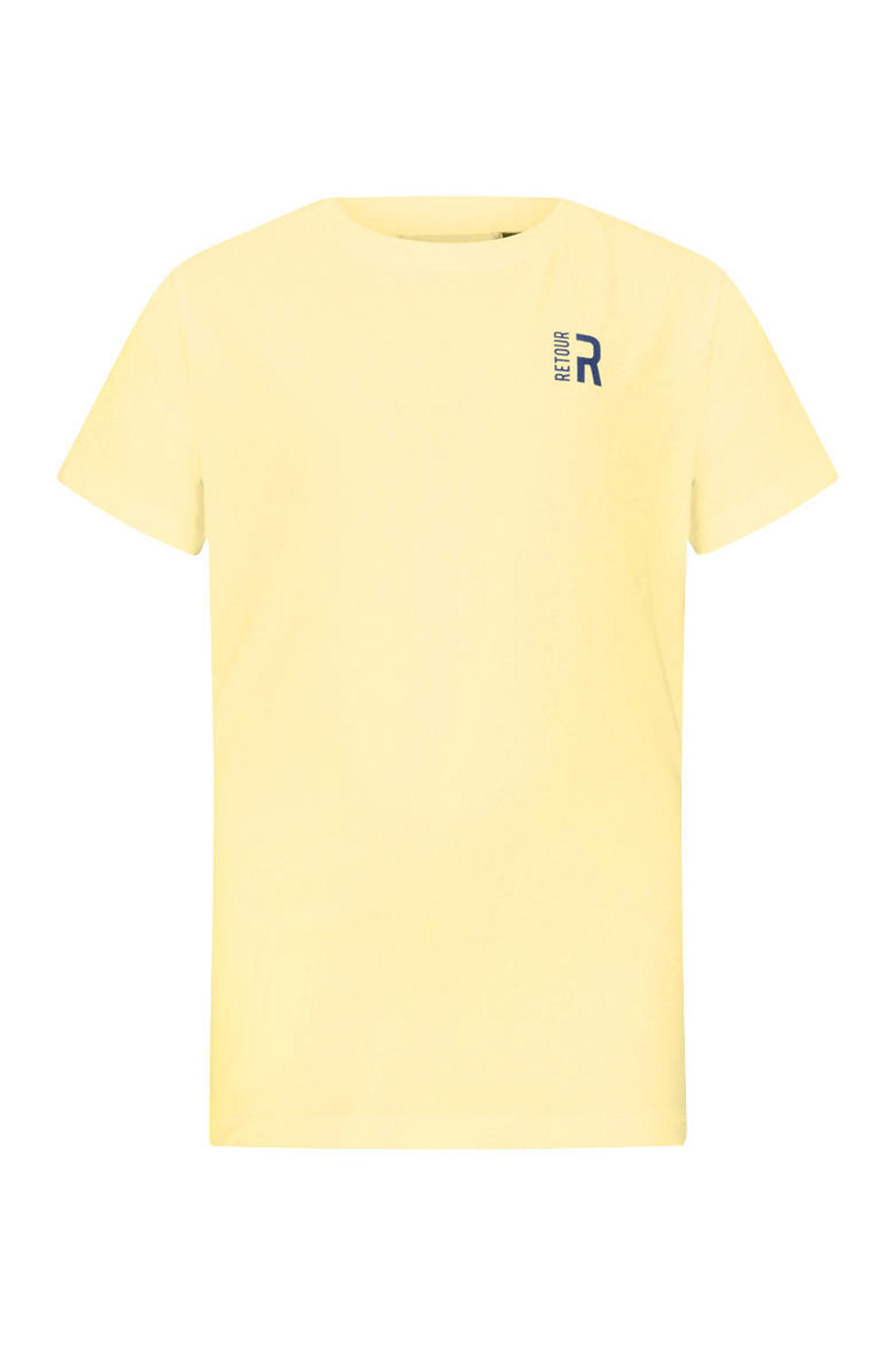 Gele jongens Retour Jeans T-shirt van stretchkatoen met effen, korte mouwen en ronde hals