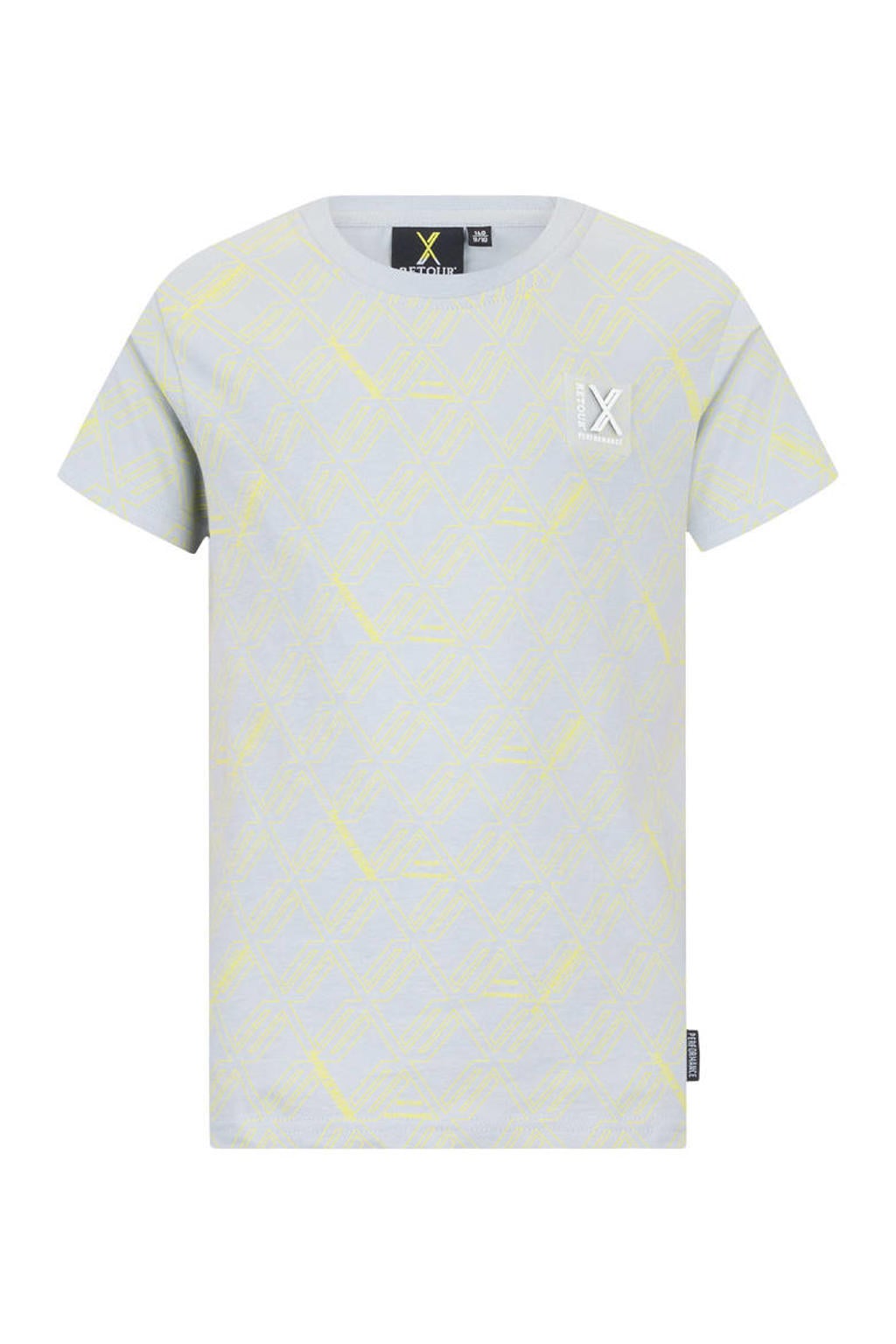 Lichtgrijze jongens Retour Jeans T-shirt van katoen met korte mouwen en ronde hals