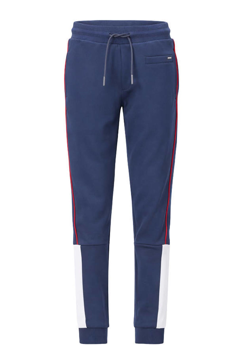 Donkerblauw, wit en rode jongens Retour Jeans regular waist sweatpants van polyester met meerkleurige print