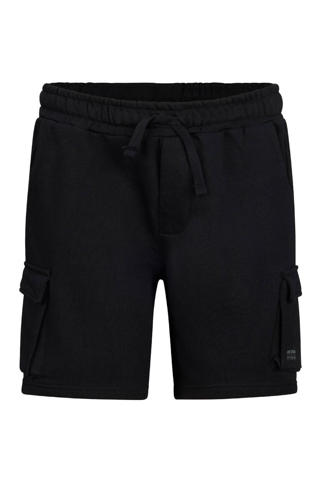 Zwarte jongens Retour Jeans regular waist sweatshort met effen