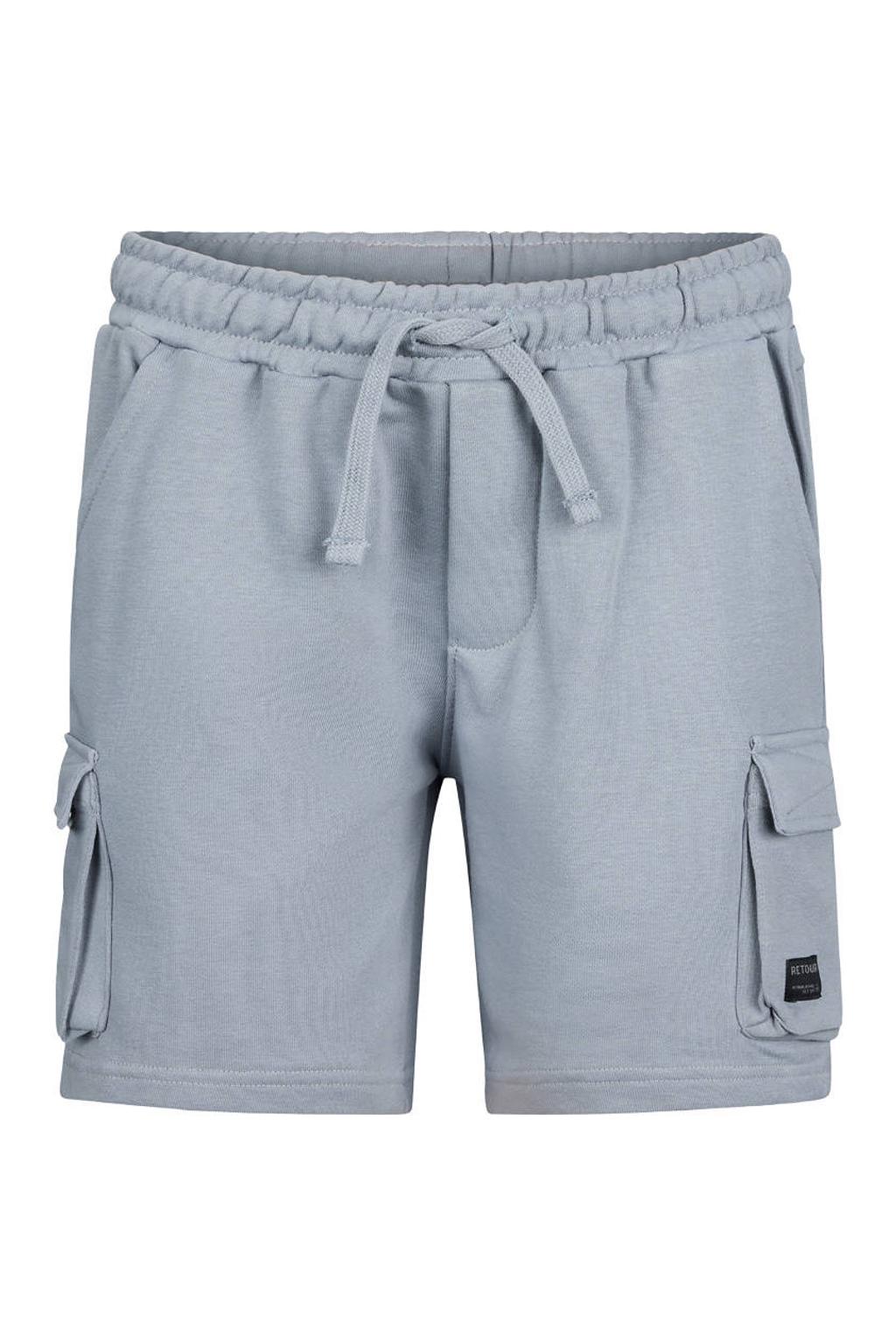 Grijze jongens Retour Jeans regular waist sweatshort met effen