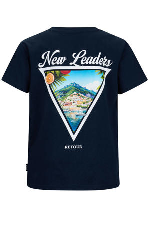 T-shirt met backprint donkerblauw