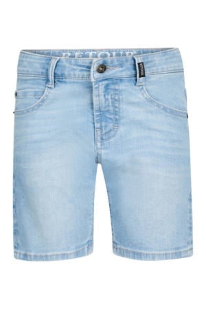 regular waist short light blue denim