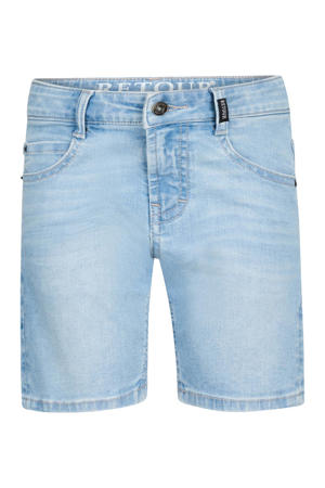 regular waist short light blue denim