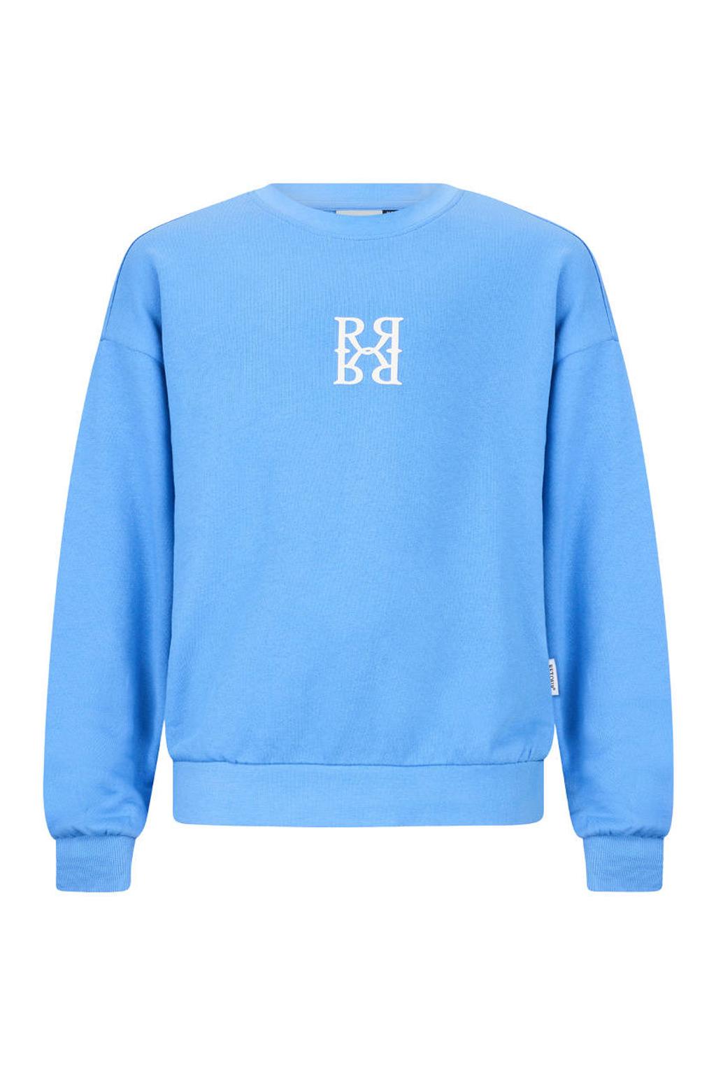 Blauwe meisjes Retour Jeans sweater met printopdruk, lange mouwen, ronde hals en geribde boorden