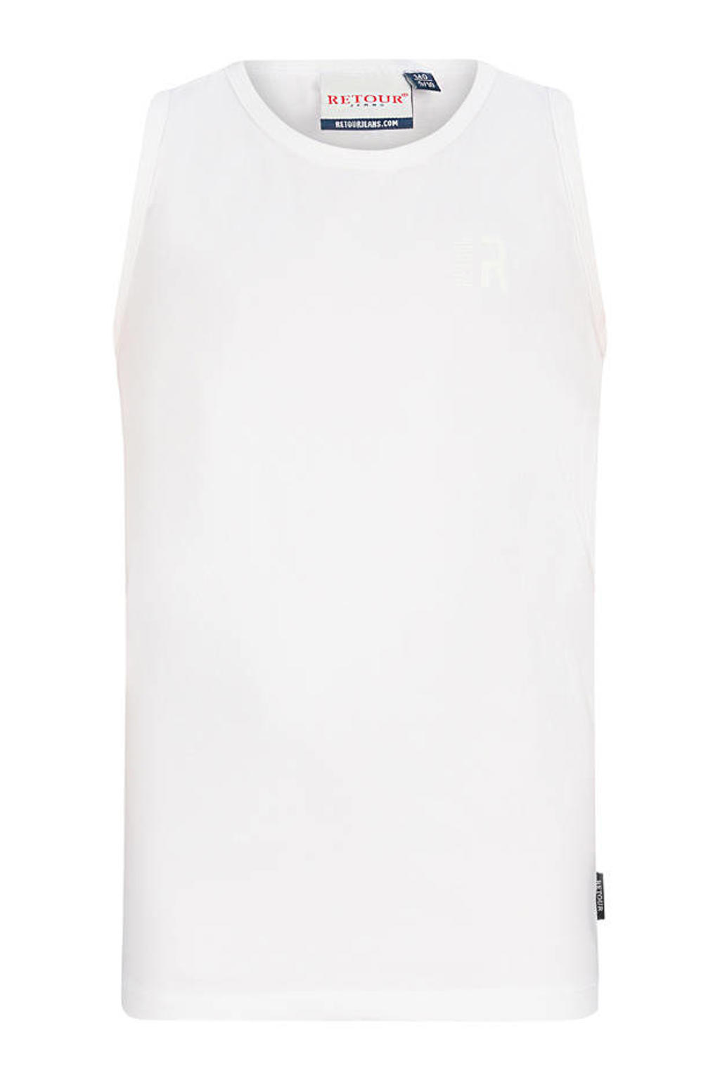Witte jongens Retour Jeans tanktop van stretchkatoen met effen en ronde hals
