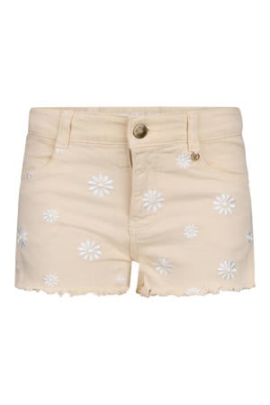 regular waist denim short beige