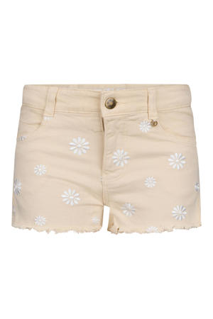 regular waist denim short beige