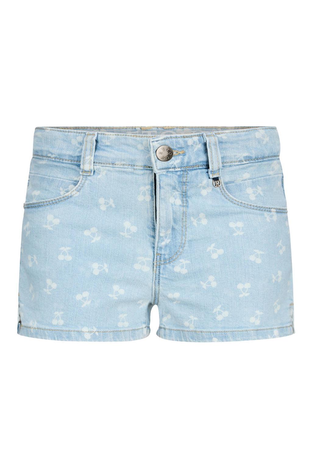 Light blue denim meisjes Retour Jeans regular waist short van stretchdenim met rits- en knoopsluiting