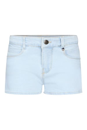 regular waist short light blue denim