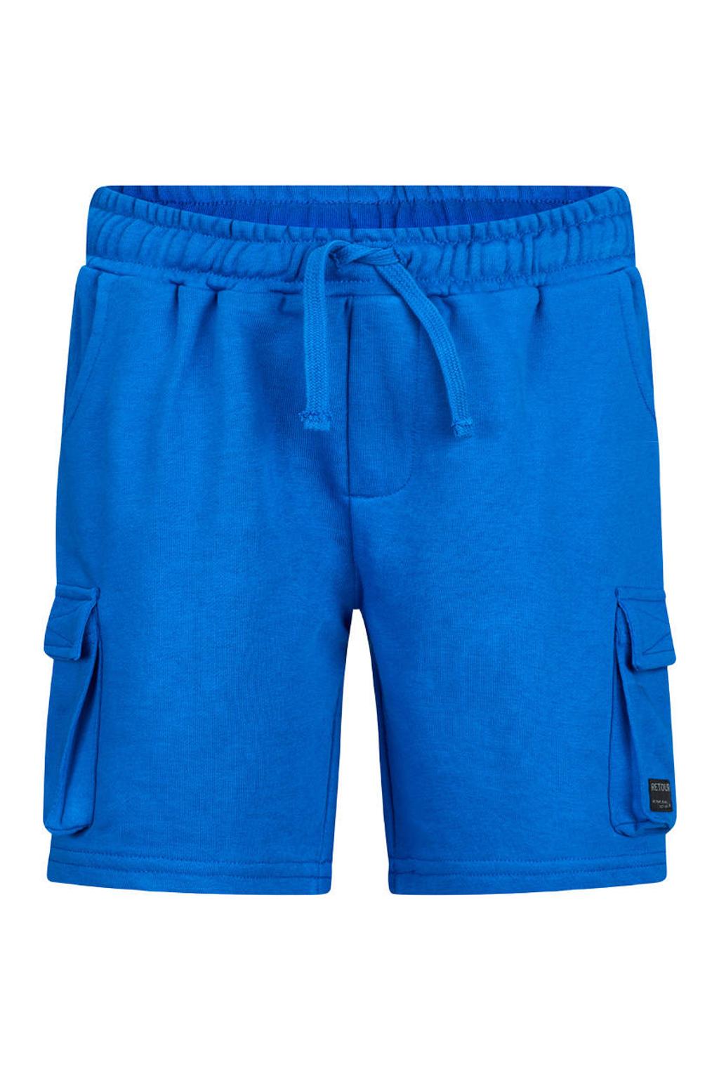 Blauwe jongens Retour Jeans regular waist sweatshort met effen