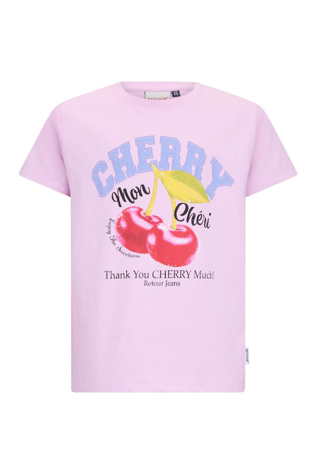 Lilakleurige meisjes Retour Jeans T-shirt van katoen met printopdruk, korte mouwen en ronde hals