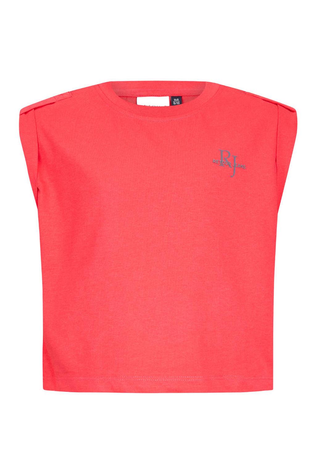 Rode meisjes Retour Jeans T-shirt van katoen met backprint, ronde hals en schouderdetail
