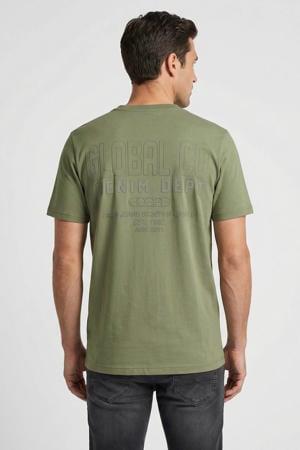 regular T-shirt met backprint groen