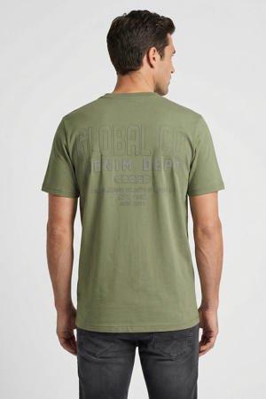 regular T-shirt met backprint groen