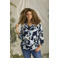 Zhenzi gebloemde top donkerblauw