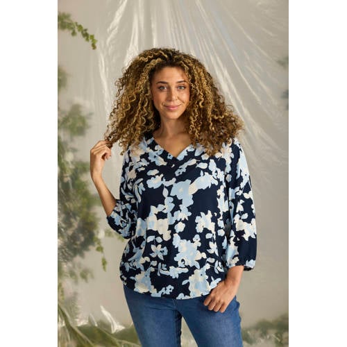 Zhenzi gebloemde top donkerblauw afbeelding