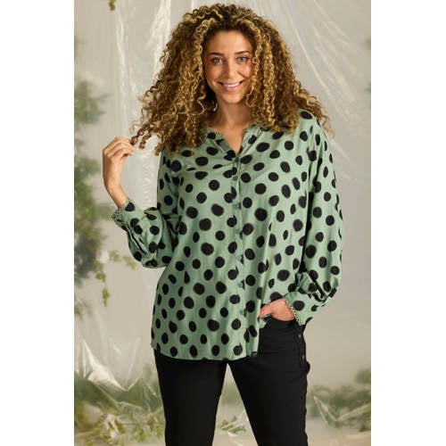 Zhenzi blouse met stippen groen afbeelding
