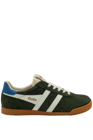 Elan suède sneakers donkergroen/wit