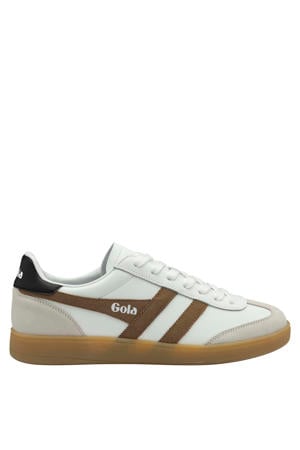 Viper leren sneakers wit/camel