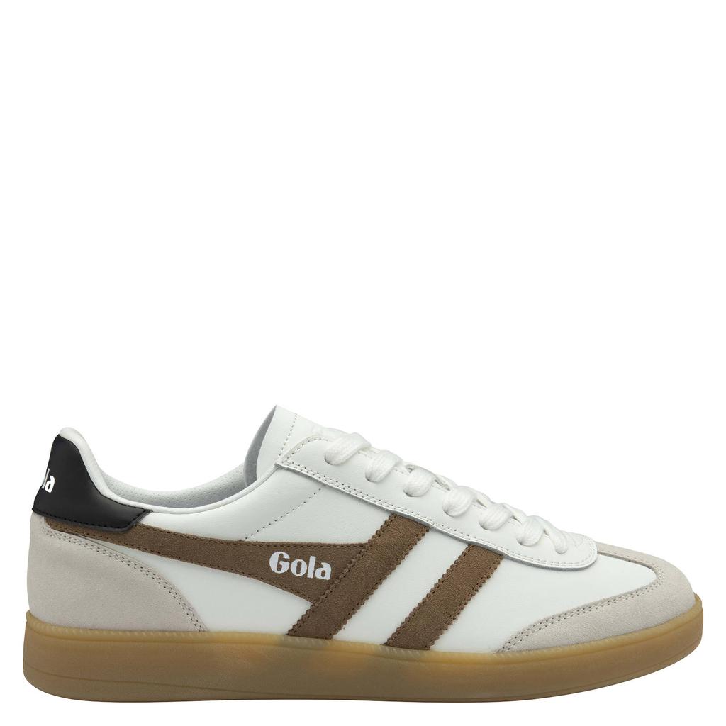 Wit en camelkleurige heren Gola Viper leren sneakers met veters