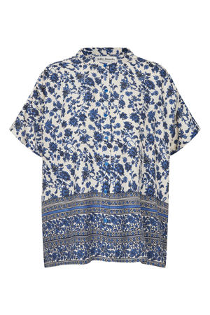gebloemde blouse donkerblauw