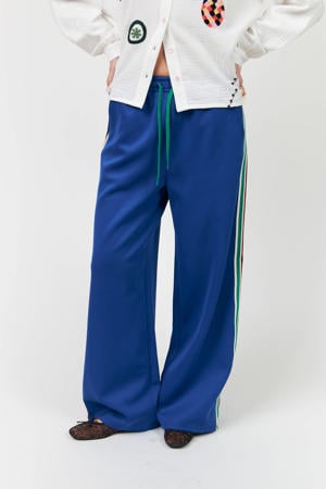 wide leg regular waist broek blauw