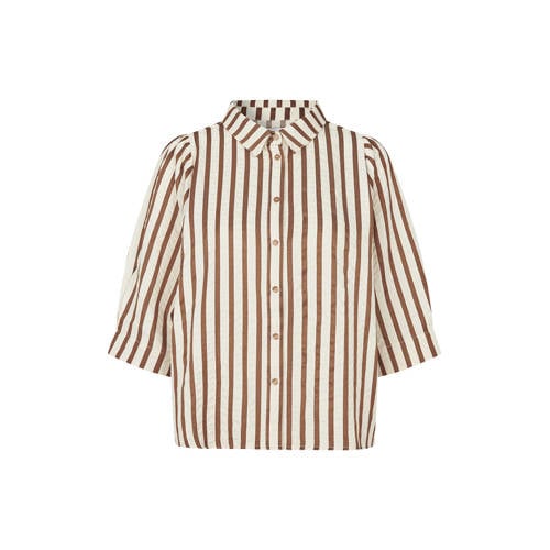 Lollys Laundry gestreepte blouse bruin afbeelding