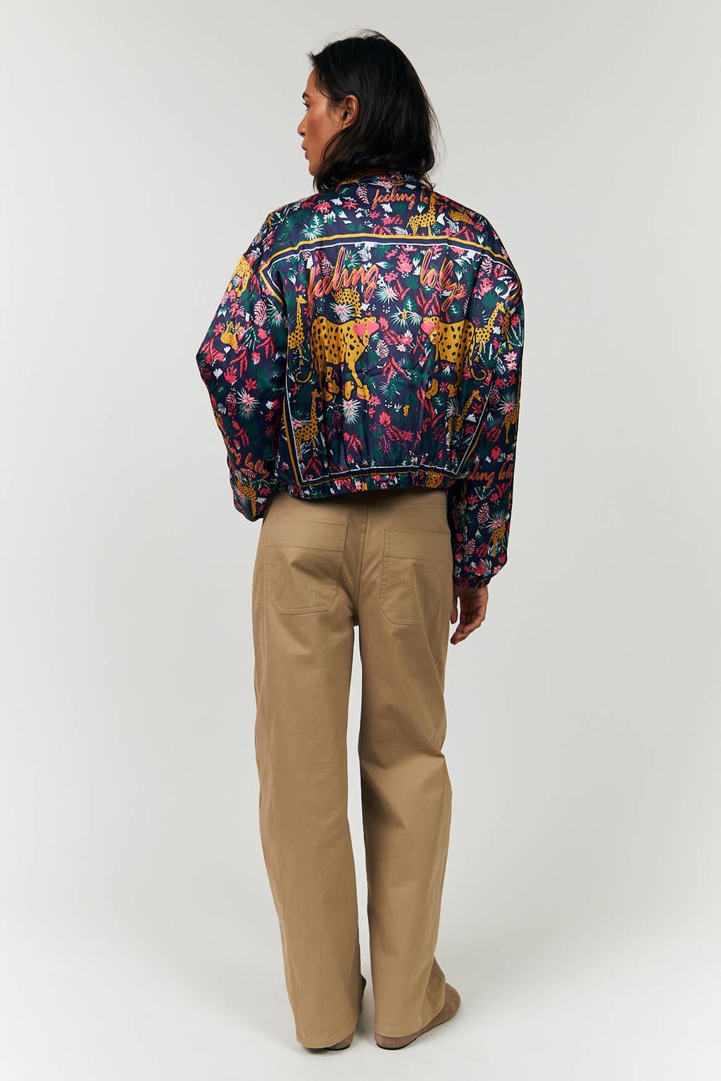 Multikleurige dames Lollys Laundry bomberjack met lange mouwen, opstaande kraag en ritssluiting