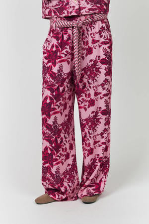wide leg high waist broek roze