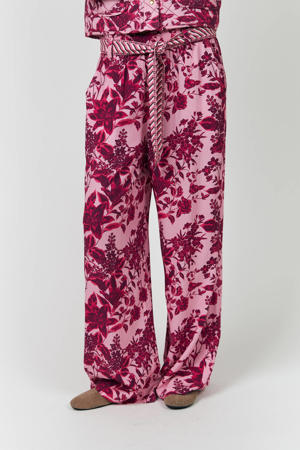 wide leg high waist broek roze